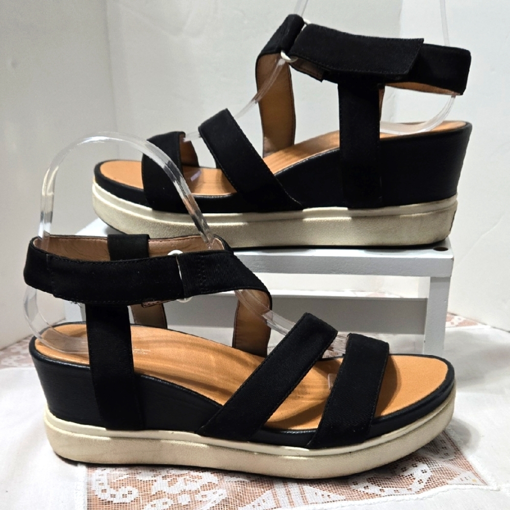 Dr. Scholl's Black and Tan Platform Sandals